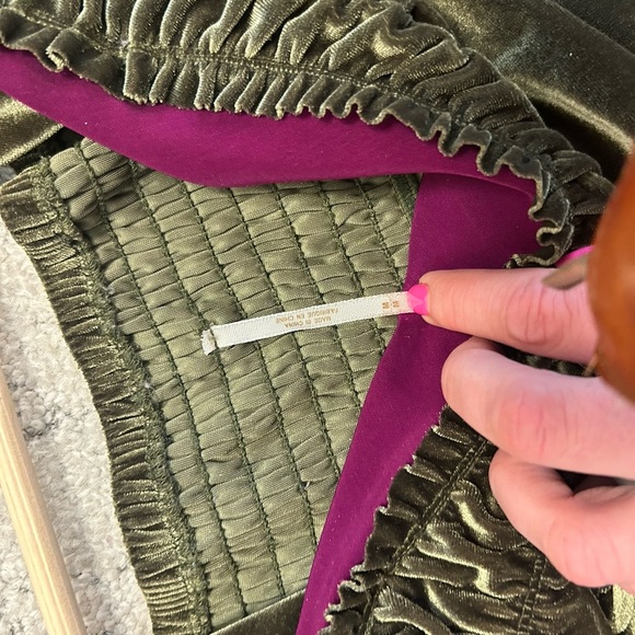 Free People M EUC burnout Velvet green with purple fringe - Picture 11 of 13